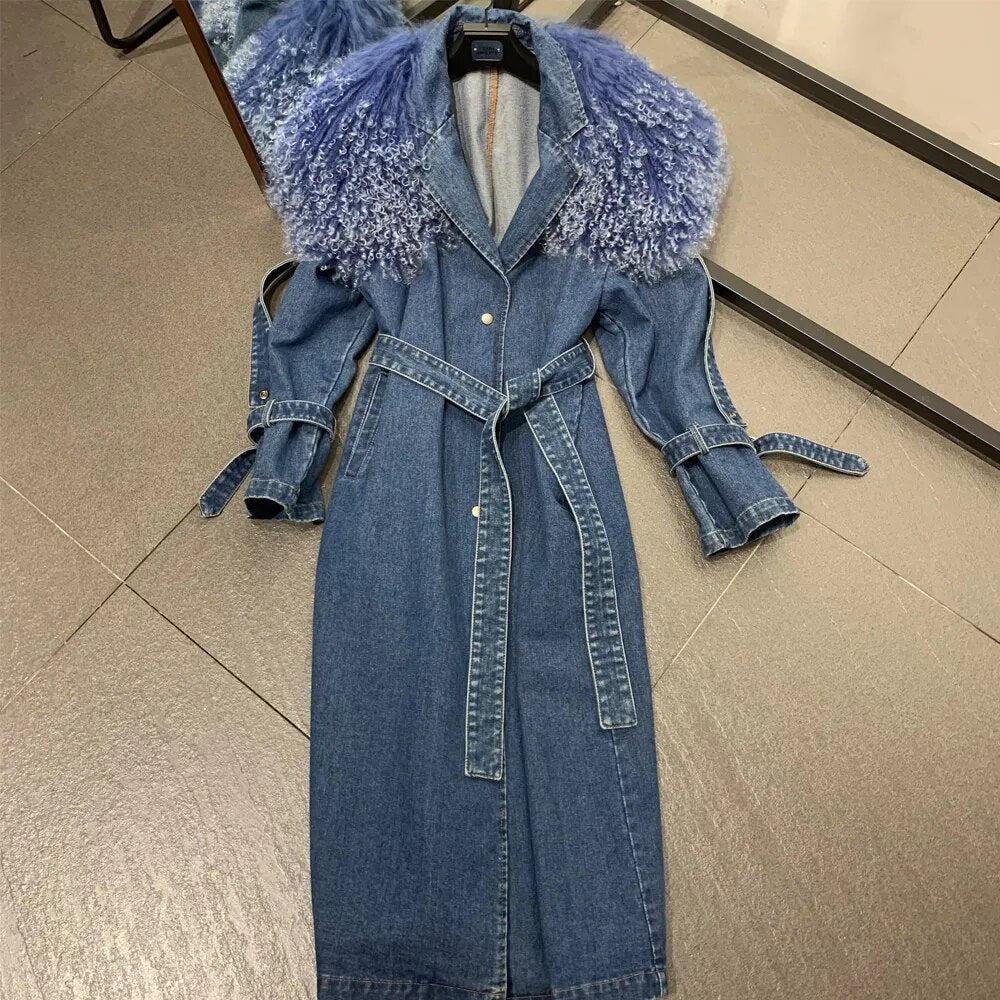 Lady Love Long Fur Collar Denim Coat – Fancey Boutique