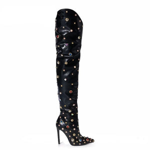 B Jeweled Rhinestone Thigh High Boots