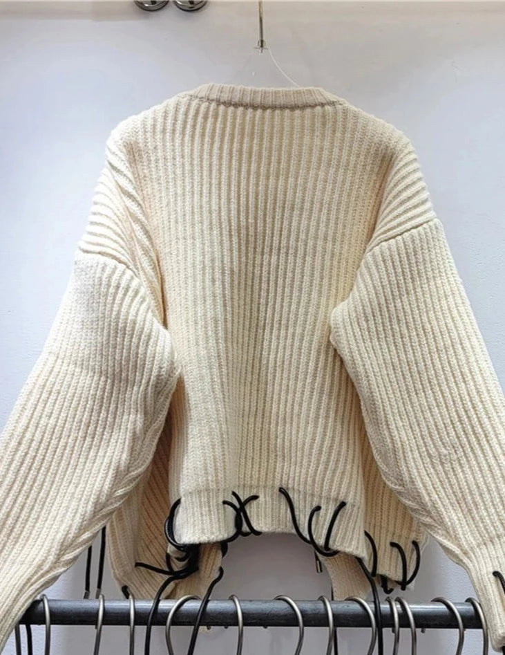 Thick Knitted String Cardigan Sweater