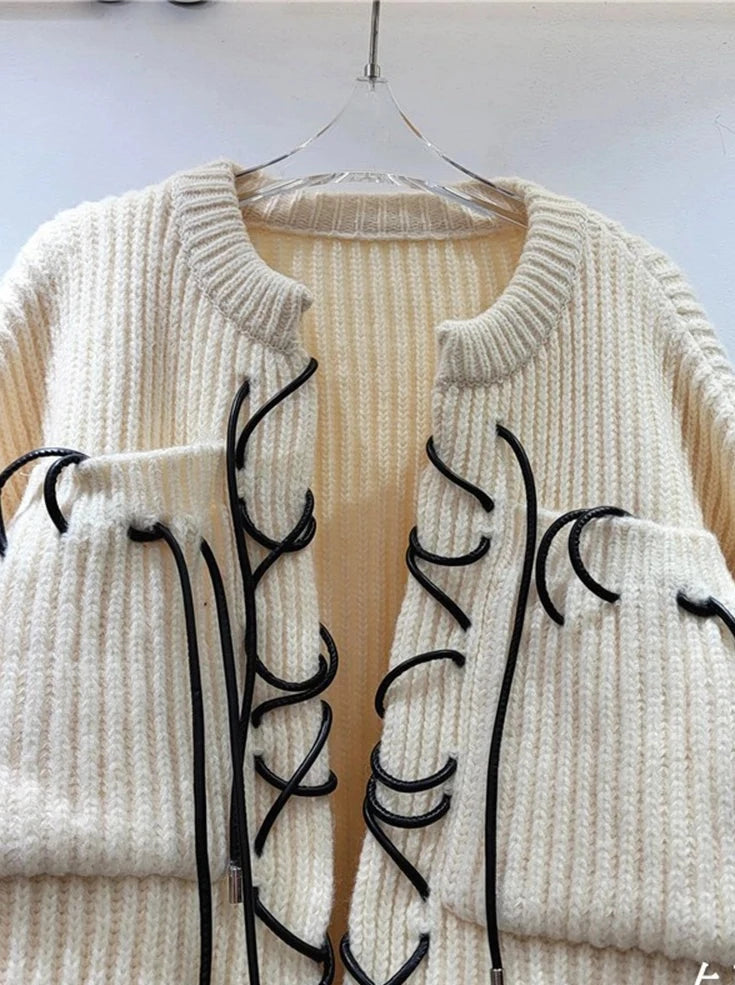 Thick Knitted String Cardigan Sweater