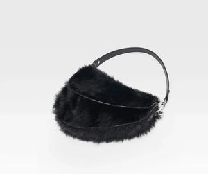 GENUINE LEATHER SADDLE FUR SHOULDER BAG