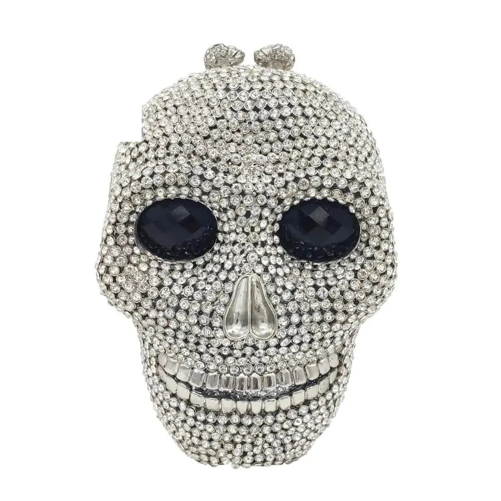 Skull Head  Silver Rhinestone Purses