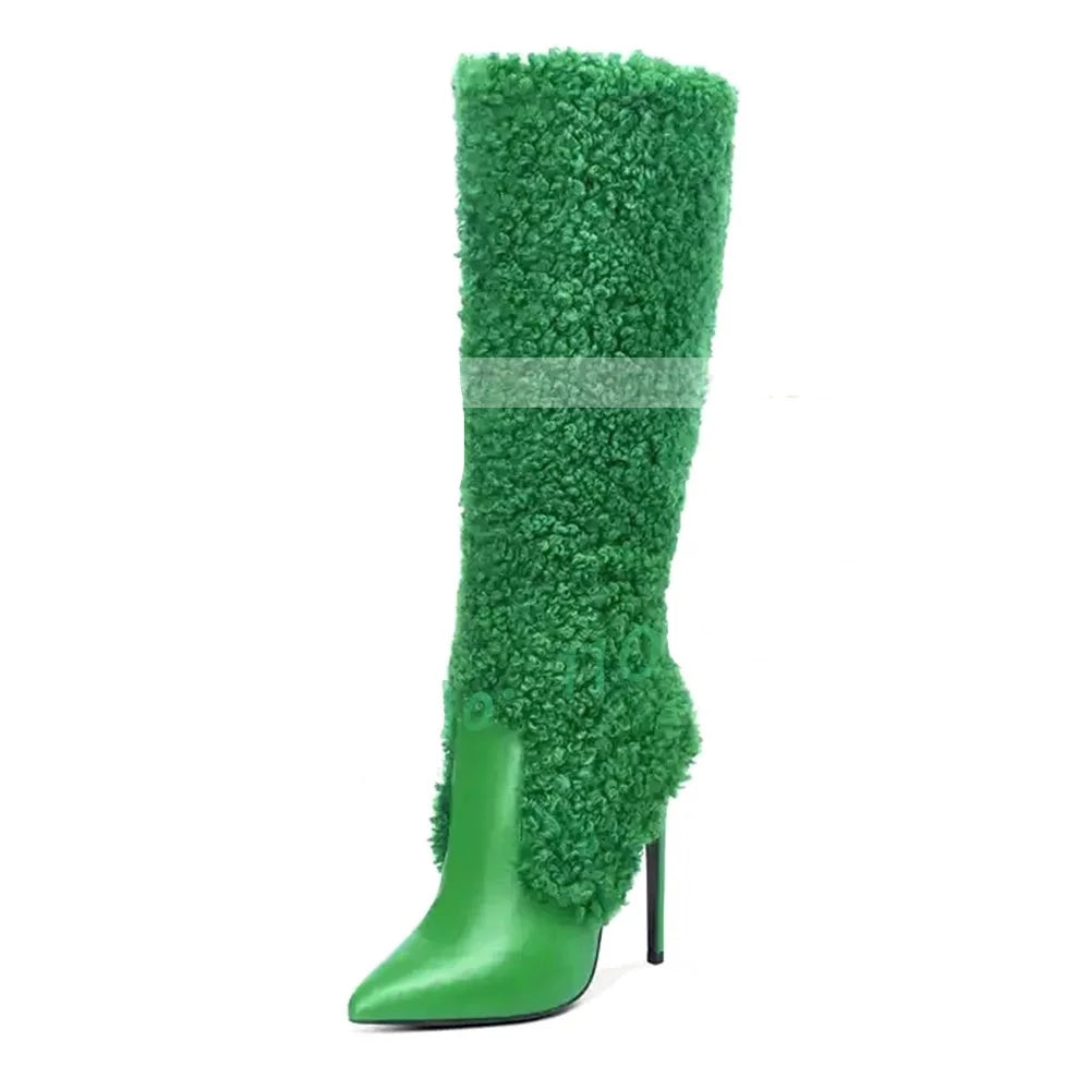 Grinch leather and wool boots