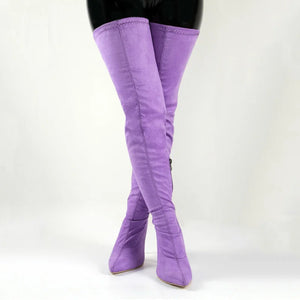 Purple Rain Thigh High Stretch Boots