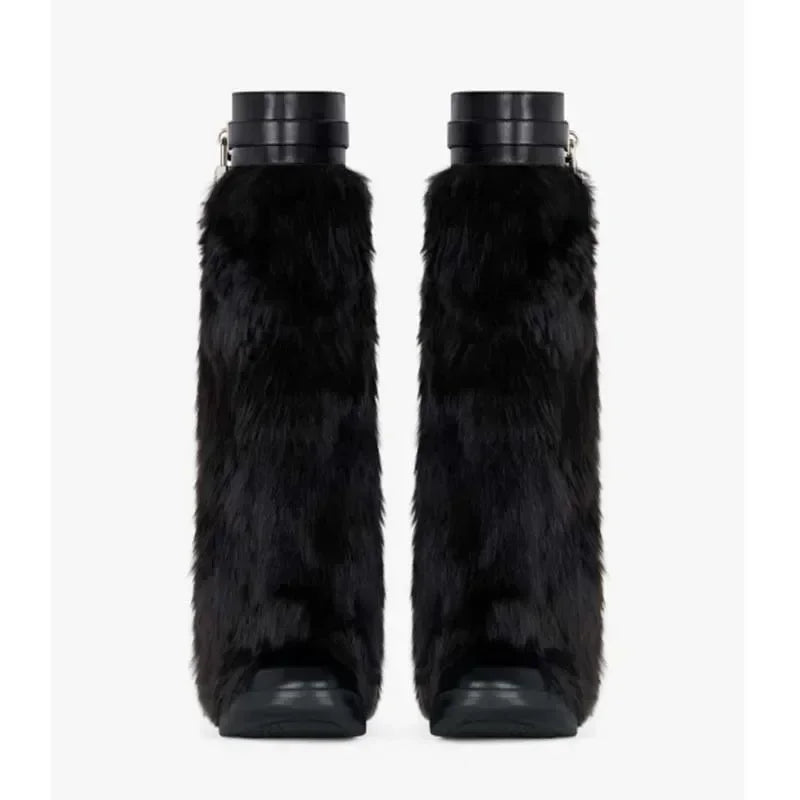 Fur shark boots