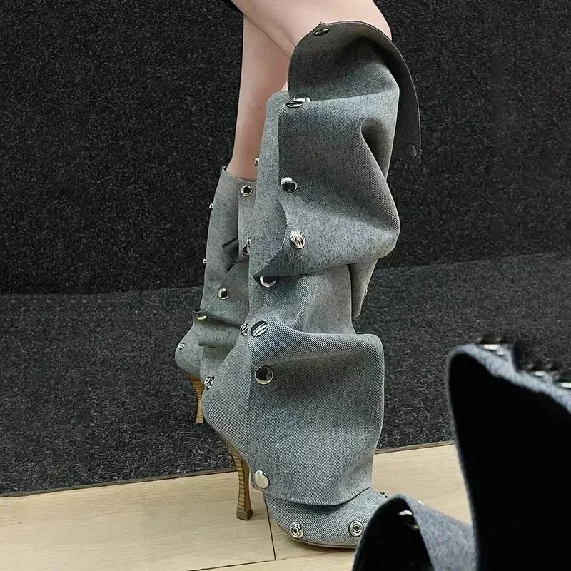3D Denim Boots