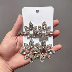 Flower Rhinestone Oversized  Pendant  Earrings