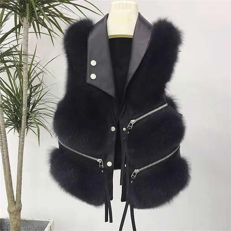 Audrey Faux Leather Fur Vest