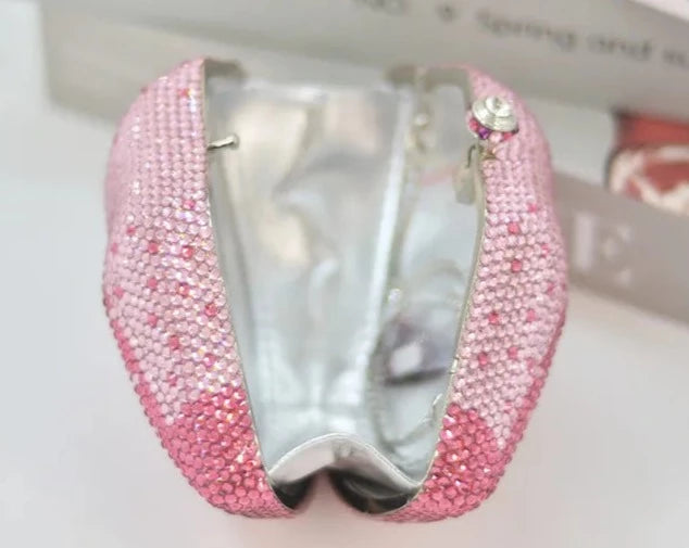 Lip Shape Rhinestone Clutch