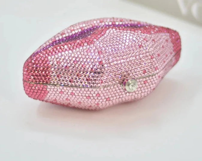 Lip Shape Rhinestone Clutch