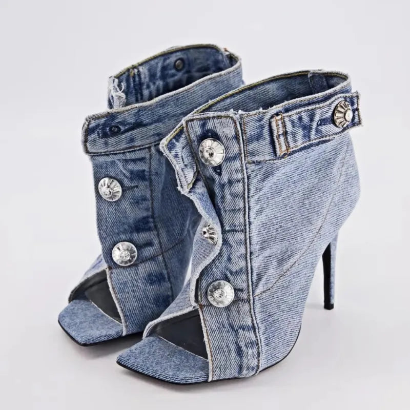 Jean button up ankle boots