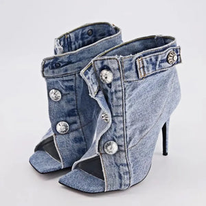 Jean button up ankle boots