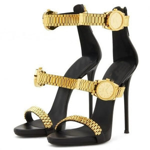 Clock black and gold heels
