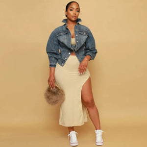 Pleated jean Jacket can be worn multiple ways