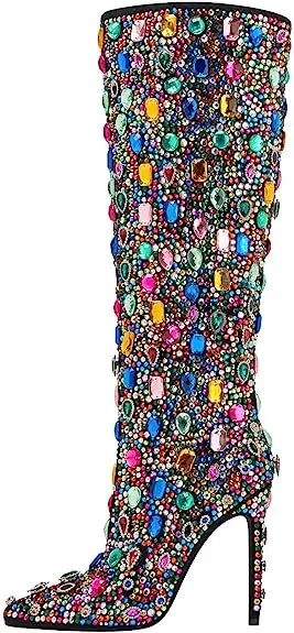 Bling Crystal Knee High Boots