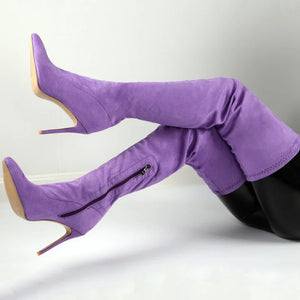 Purple Rain Thigh High Stretch Boots
