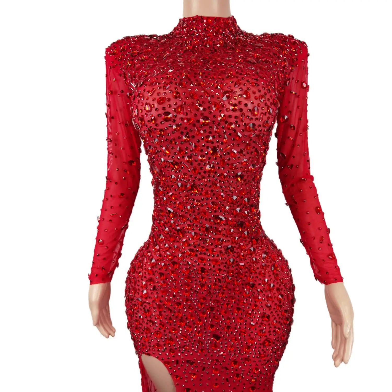 Red Diamond Slit  Dress