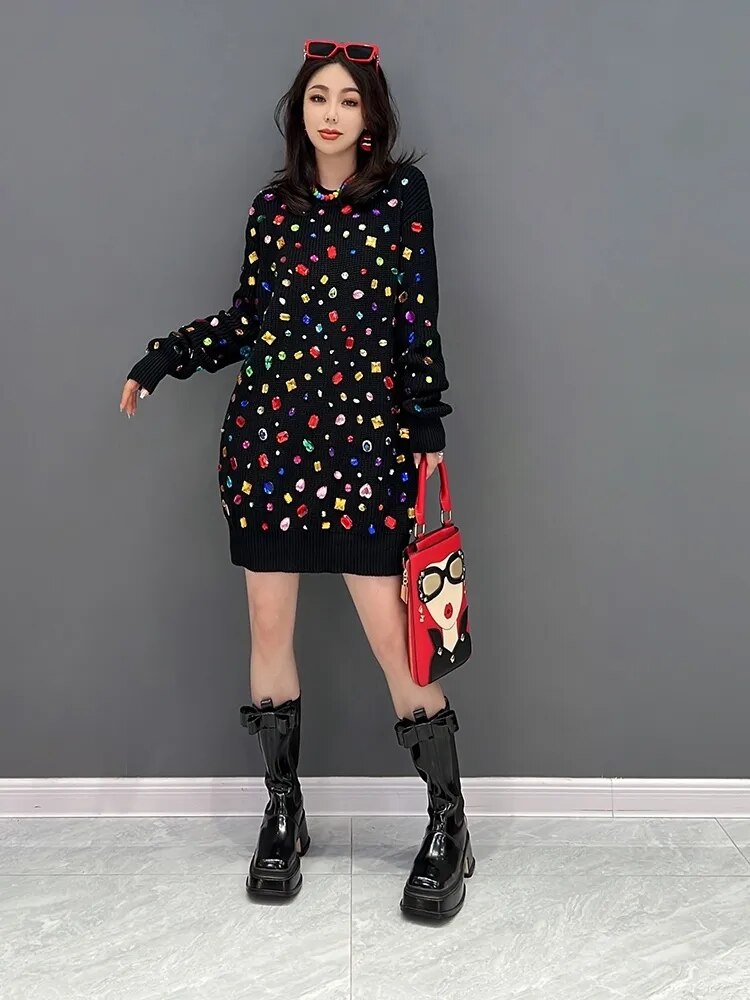 Bejeweled sweater dress