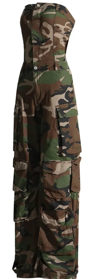 Army fatigue starpless jumpsuit