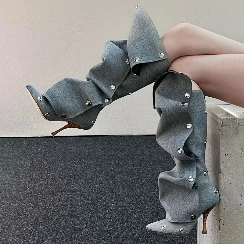 3D Denim Boots