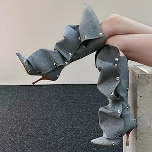 3D Denim Boots