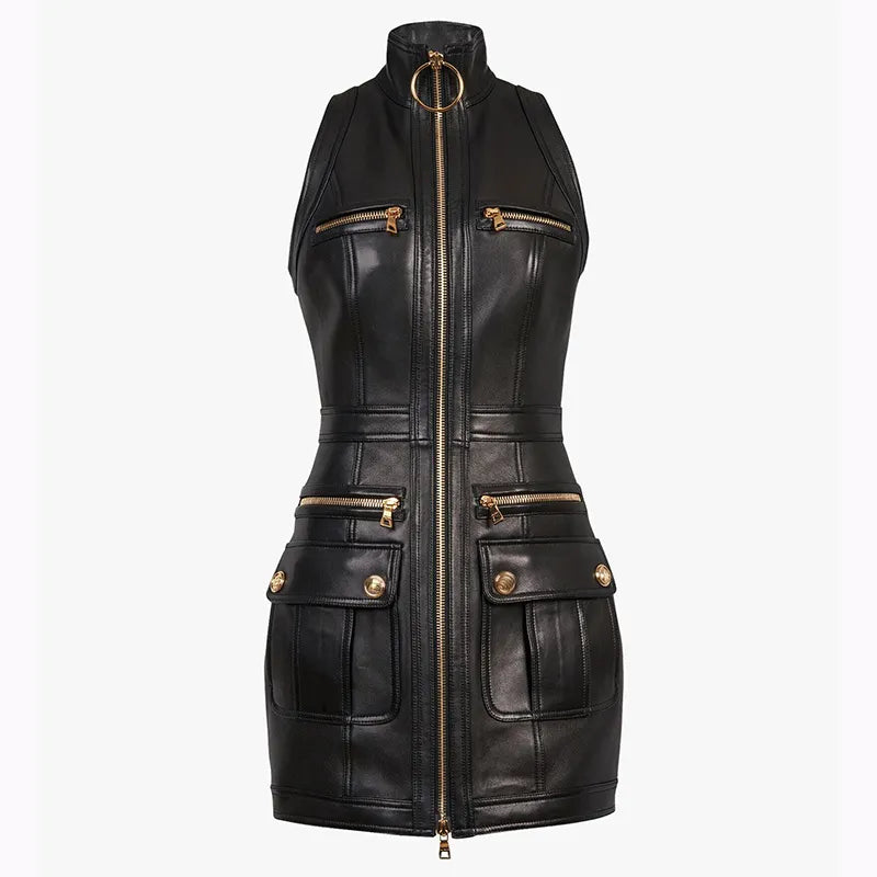 Leather Zip Dress