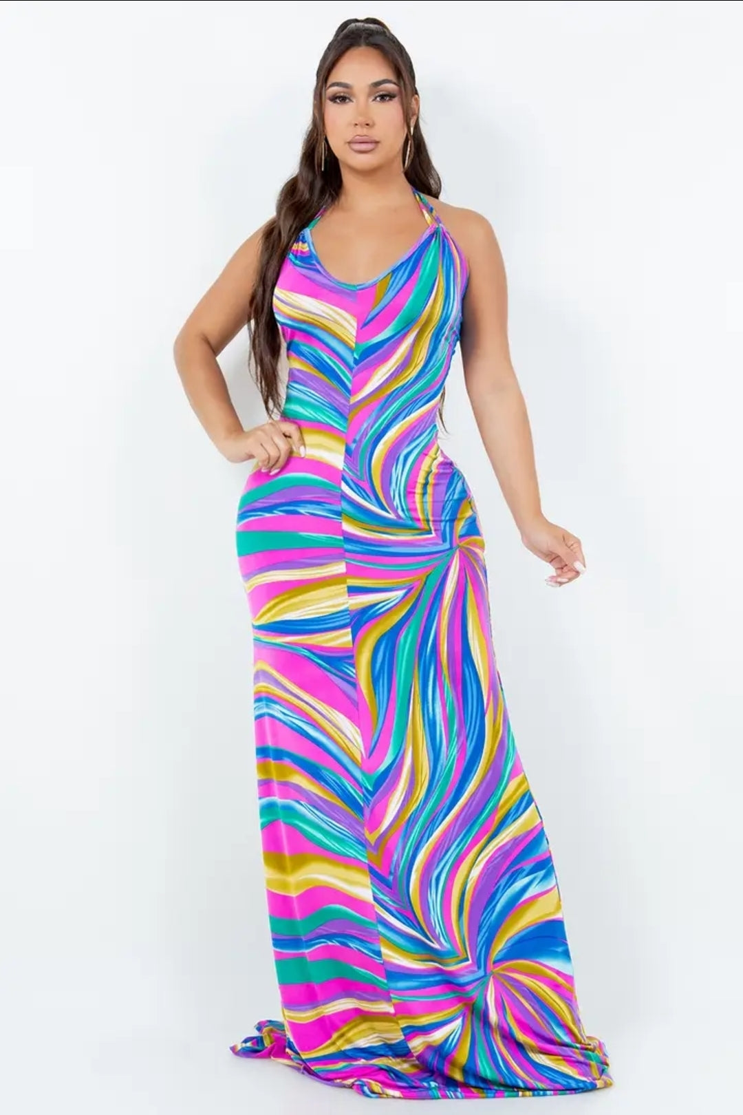 Double strap halter dress