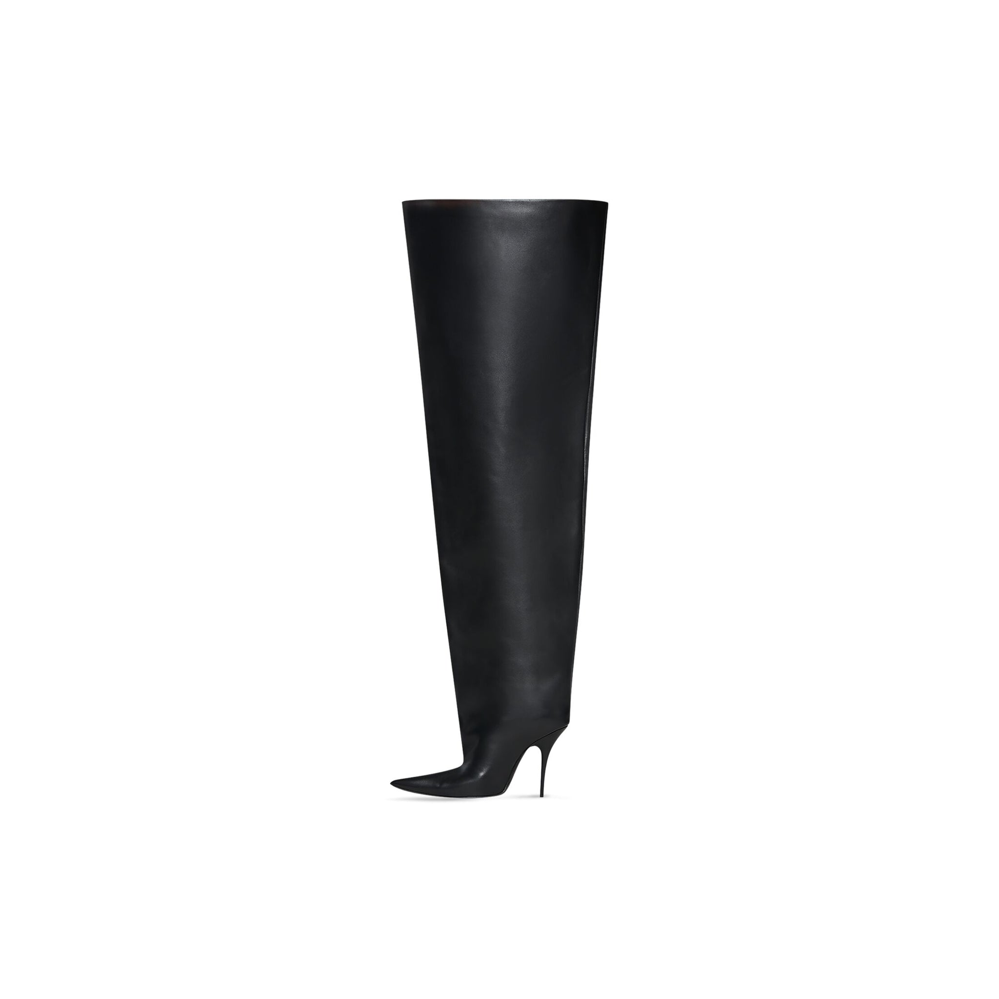 Black Big Calf Over-the-knee Boots Pointed Toe Thin Heels