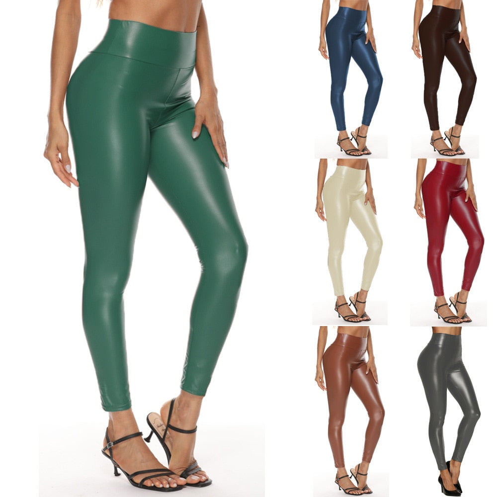 Leather  High Waist Pants