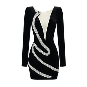V Velvet Mini Dress
