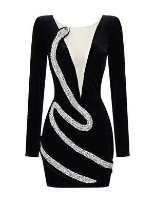 V Velvet Mini Dress