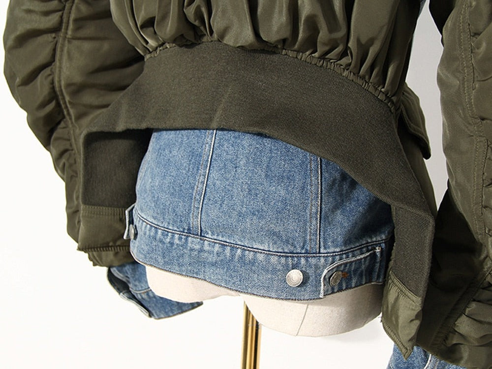 Fitted Denim & Green Jacket