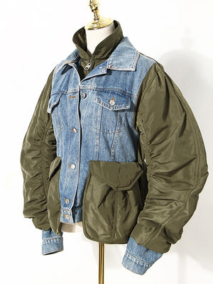 Fitted Denim & Green Jacket