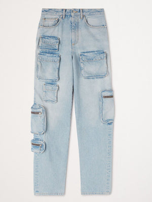Denim High Waist Loose  Pockets Jeans