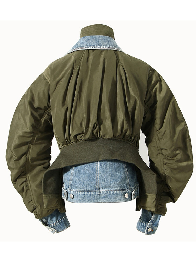 Fitted Denim & Green Jacket