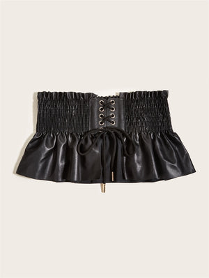 Leather Wide Lace Up Waistband Corset Belts