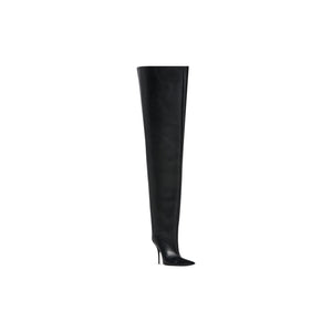 Black Big Calf Over-the-knee Boots Pointed Toe Thin Heels