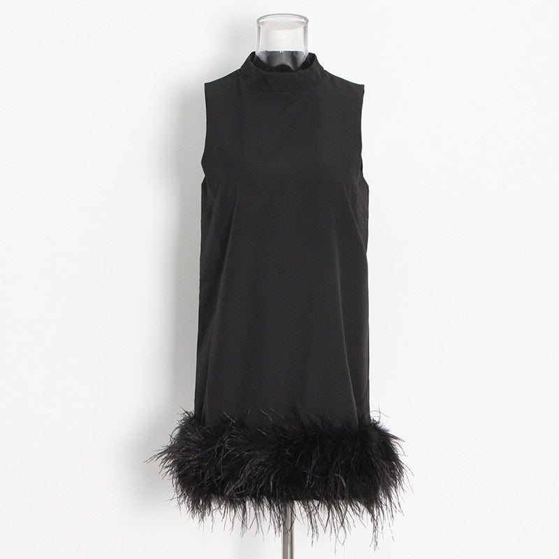 Feather sleeveless Dress