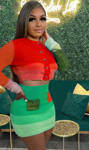 Rainbow skirt set