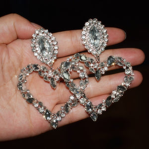 Heart rhinestone earrings