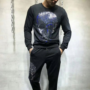 men's two piece crystal skull set