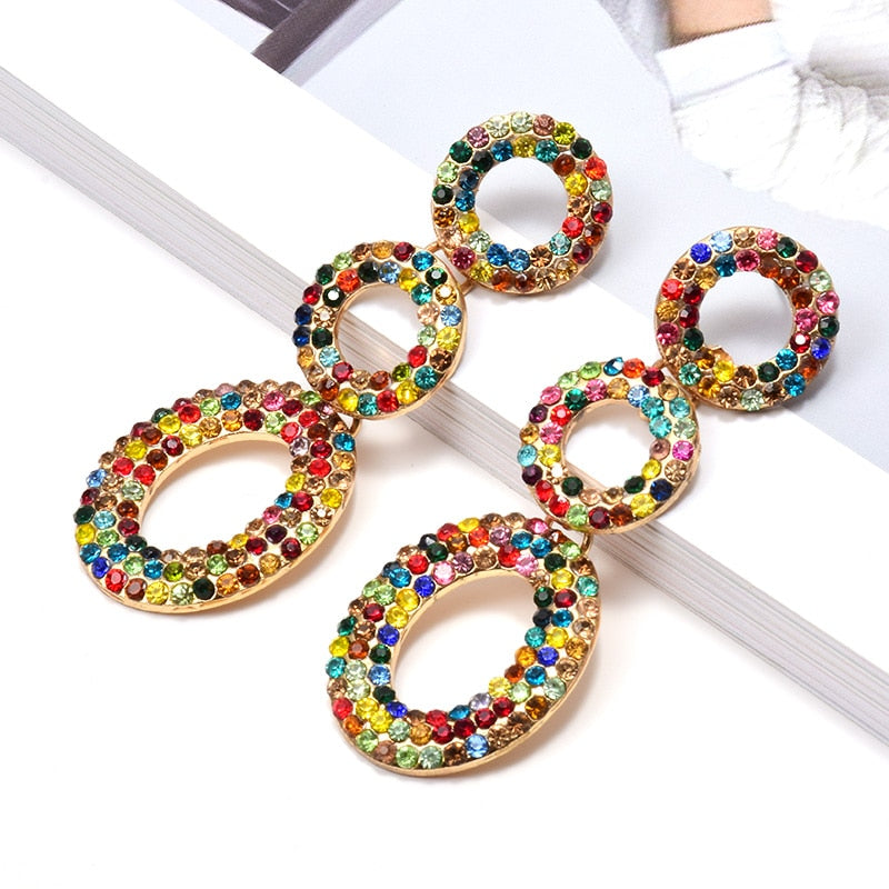 Dangle Round bling earrings