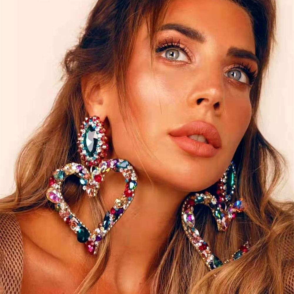 Heart rhinestone earrings