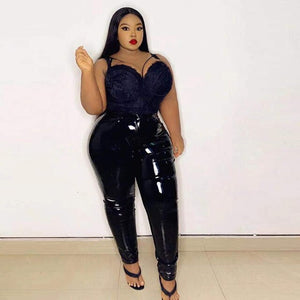 Plus size high waist liquid leggings