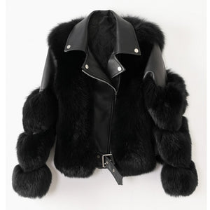 Real Fox Fur Coats With Genuine Sheepskin Leather