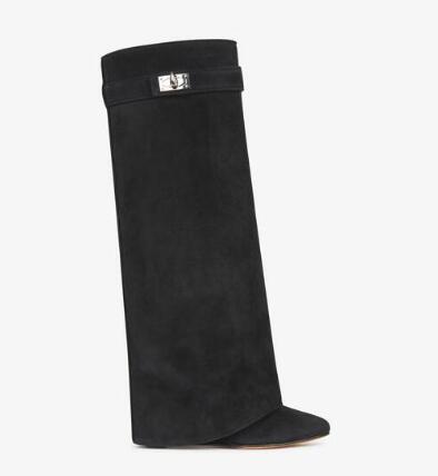 Fancey Lux  Knee high Boots  Pointed Toe Leather Wedge Over The Knee boots