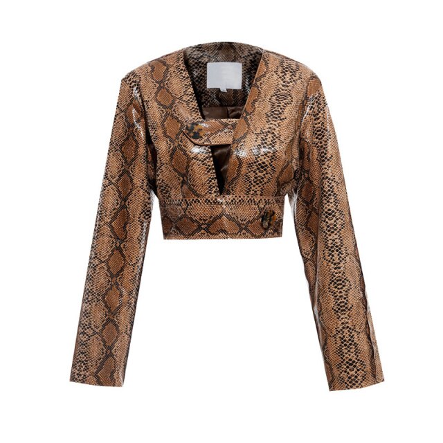 Snake skin leather blouse