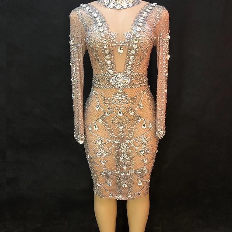 Trouble Rhinestone see throught dress