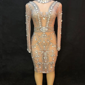 Trouble Rhinestone see throught dress