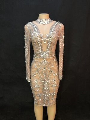 Trouble Rhinestone see throught dress